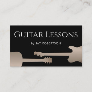 Cool Black Guitar Teacher Business Card