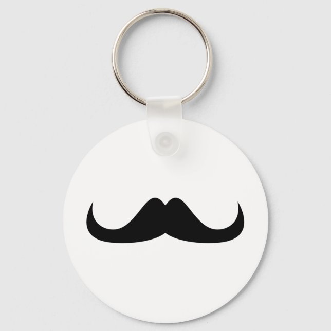 Cool Black Handlebar moustache Key Ring (Front)