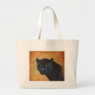 Cool Black Jaguar Panther Wildlife Big Cat Large Tote Bag