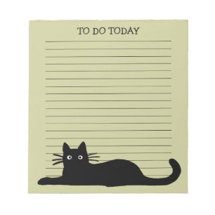 Cool Black Kitty Cat Custom Lined Notepad