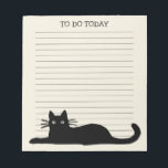 Cool Black Kitty Cat Custom Lined Notepad<br><div class="desc">Cool black cat just hanging out. Text can be personalised with your name or slogan. Cute lined paper notepad for work, to-do lists, school, and grocery lists. Makes a purrfect gift for cat lovers. This fun feline notepad is available in more paper colours. Visit Jenn's Doodle World for more paper...</div>