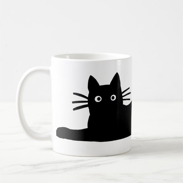 Cool Black Kitty Cat Fun Feline Lover's Cute Coffee Mug (Left)