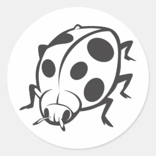 Cool Black Ladybug Tattoo Logo Classic Round Sticker