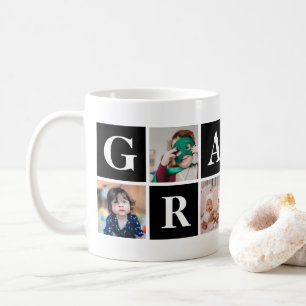 Cool Black Photo Collage Grandma and Grandpa Mugs