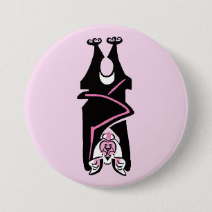 Cool Black & pink BAT - Endangered animal graphic 7.5 Cm Round Badge