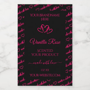 Cool Black Pink Word Cloud Product Labels Hearts