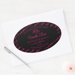 Cool Black Pink Word Cloud Product Labels Hearts