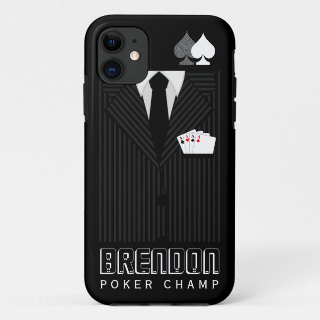 Cool Black Pinstripe Suit Poker Champ Casino Case-Mate iPhone Case (Back)