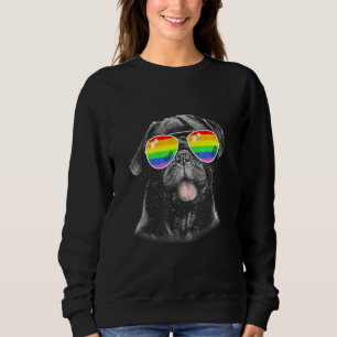 Cool Black Pug Dog Gay Pride Flag Sunglasses Lgbt Sweatshirt