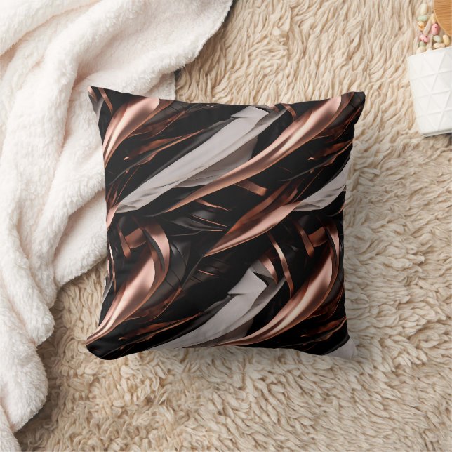 Cool Black, Silver and Copper Abstract 3D Effect Cushion (Blanket)