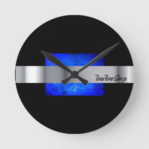 Cool black ,silver with blue design round clock