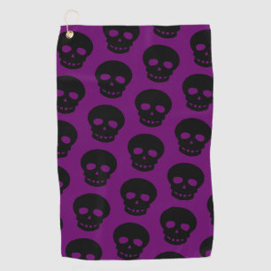 Cool Black Skull Dark Purple Pattern Golf Towel