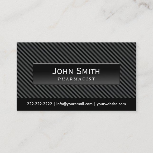 Cool Black Stripes Pharmacist Business Card (Front)