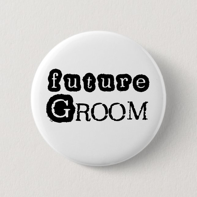 Cool Black Text Future Groom 6 Cm Round Badge (Front)