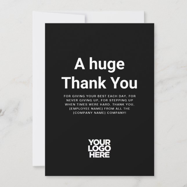 Cool Black Thank You Employee Appreciation Card (Front)