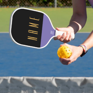 Cool Black Three Quarter Text Bottom Purple Accent Pickleball Paddle