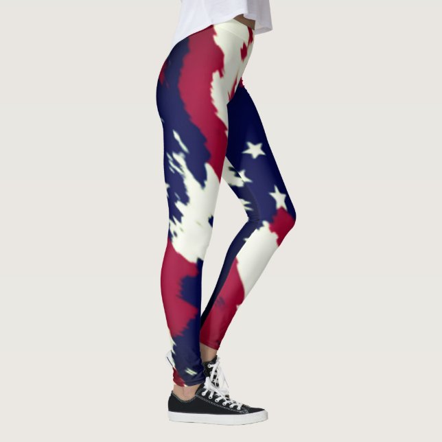 Cool Black USA American Flag Leggings (Right)