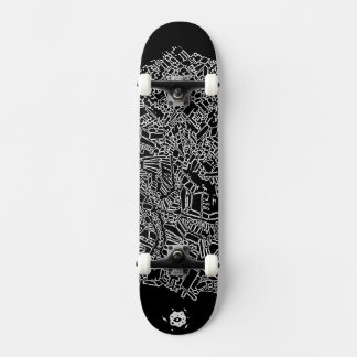 Cool Black White Abstract Digital Art Skateboard