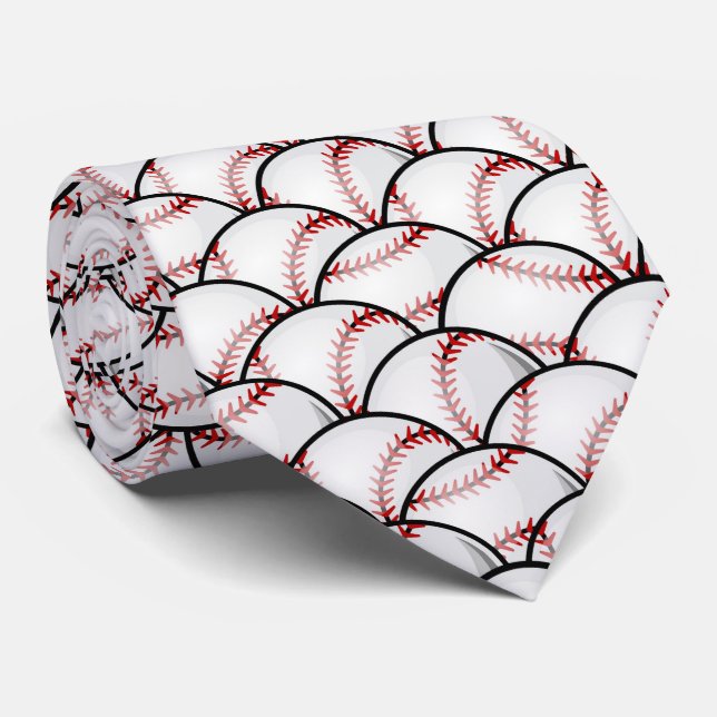 cool black white Baseball sports lovers  Tie (Rolled)