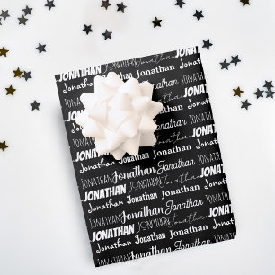 Cool Black White Birthday Personalised Wrapping Paper Sheet