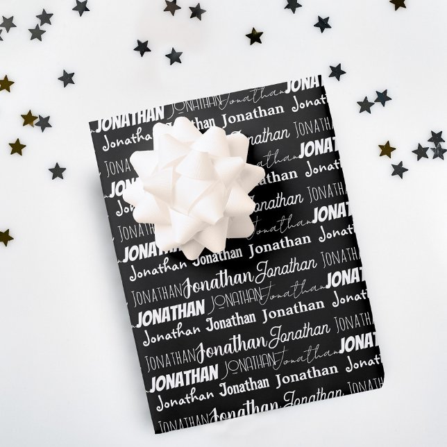 Cool Black White Birthday Personalised Wrapping Paper Sheet (Creator Uploaded)