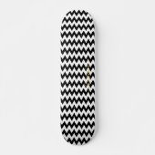 Cool Black White Chevron Pattern Gold Monogram Skateboard (Front)