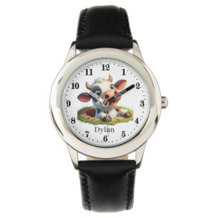 Cool black white cow lovers watch