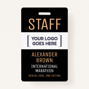 Cool Black White Event Staff Company Logo Name ID ID Badge