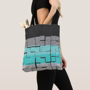 Cool Black White Grey Blue Pattern Tote Bag