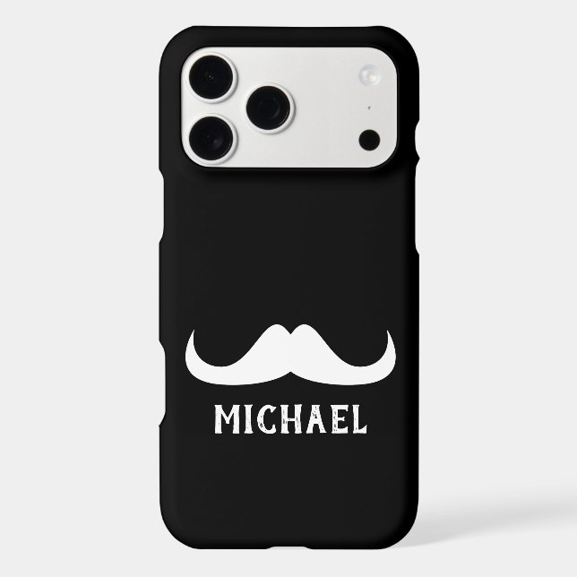 Cool Black White Handlebar moustache Custom name (Back)