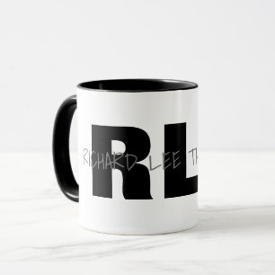 Cool black white monogram mug ( name + initials )