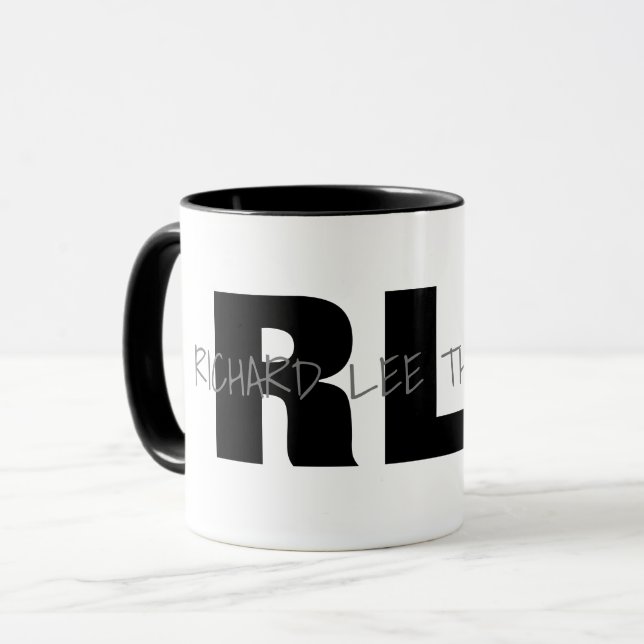 Cool black white monogram mug ( name + initials ) (Front Left)