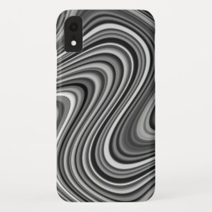 COOL Black White Silver Grey Curvy Line Pattern iPhone XR Case