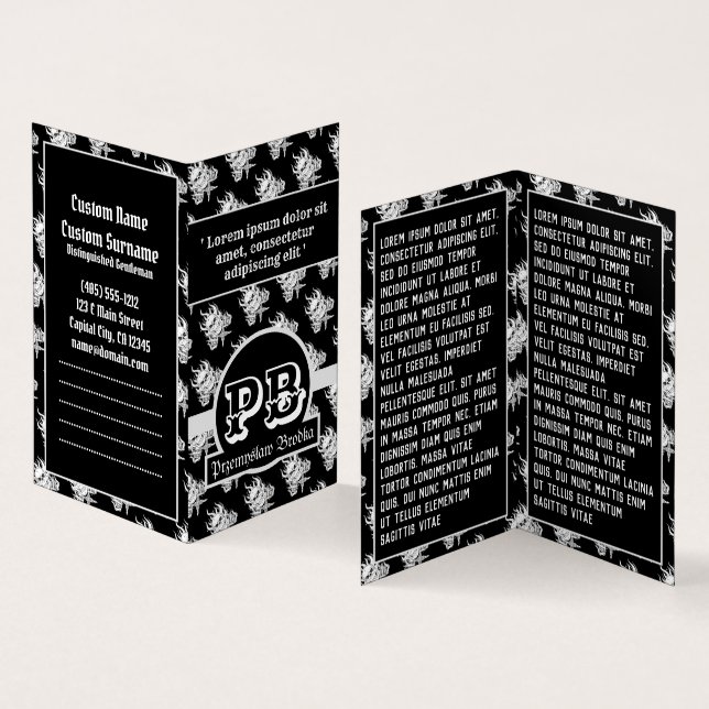 Cool black white tattoo skull gothic duogram tools business card (Inside and Outside)