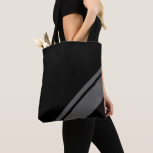 Cool Black With Stylish Stripes Tote Bag