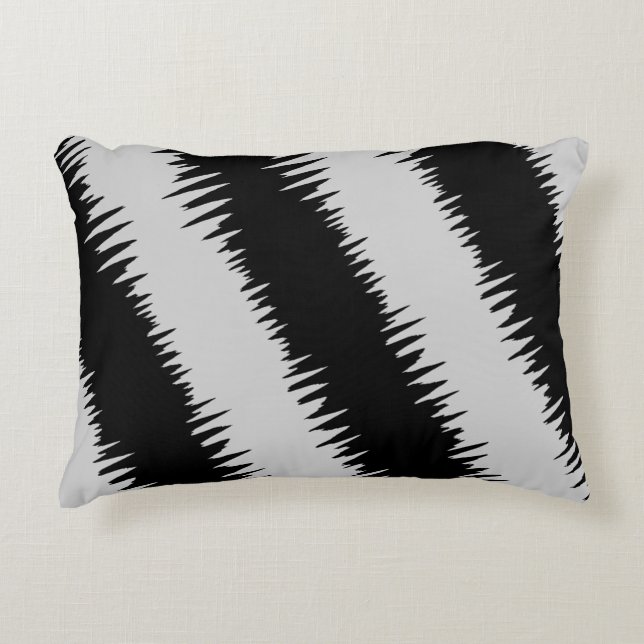Cool Black Zigzag Striped Pattern Decorative Cushion (Front)