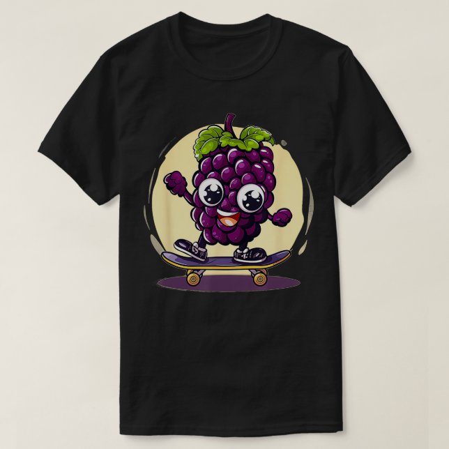 Cool Blackberry Fruit loves skateboarding Costume  T-Shirt (Design Front)