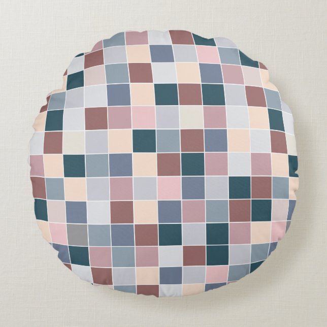 Cool Blocks, Elegant Colors Round Cushion (Front)