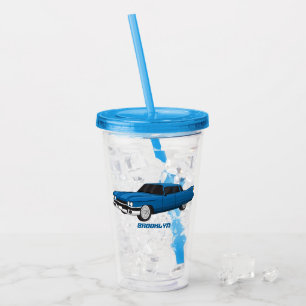 Cool blue 1959 classic car acrylic tumbler