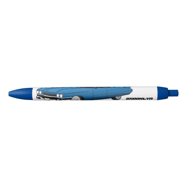 Cool blue 1959 classic car  black ink pen (Front)