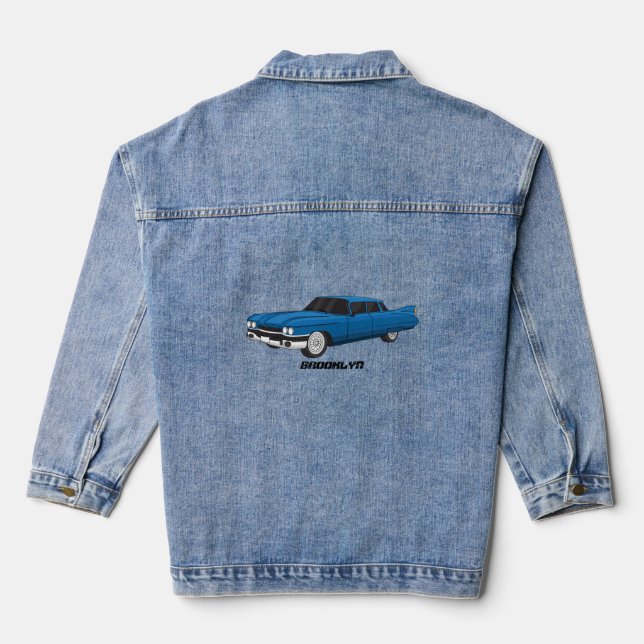 Cool blue 1959 classic car denim jacket (Back)