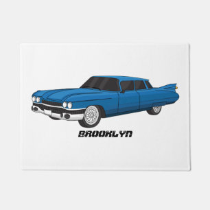 Cool blue 1959 classic car  doormat