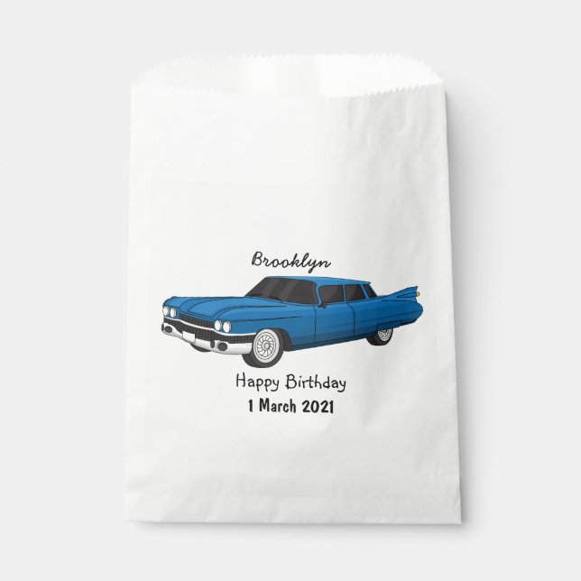 Cool blue 1959 classic car favour bag (Front)
