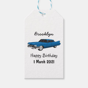 Cool blue 1959 classic car gift tags