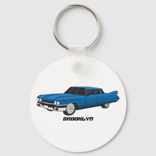 Cool blue 1959 classic car key ring