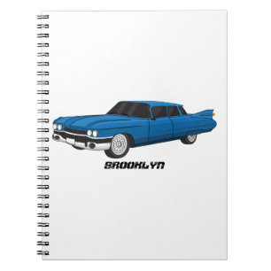 Cool blue 1959 classic car  notebook