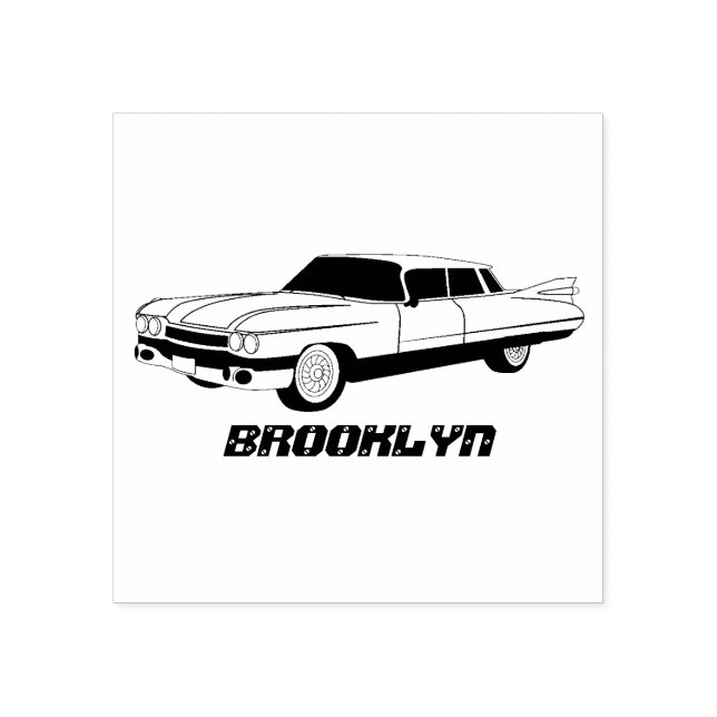 Cool blue 1959 classic car rubber stamp (Imprint)