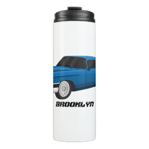 Cool blue 1959 classic car thermal tumbler