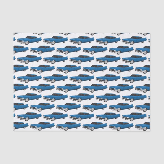 Cool blue 1959 classic car tissue paper (Front)