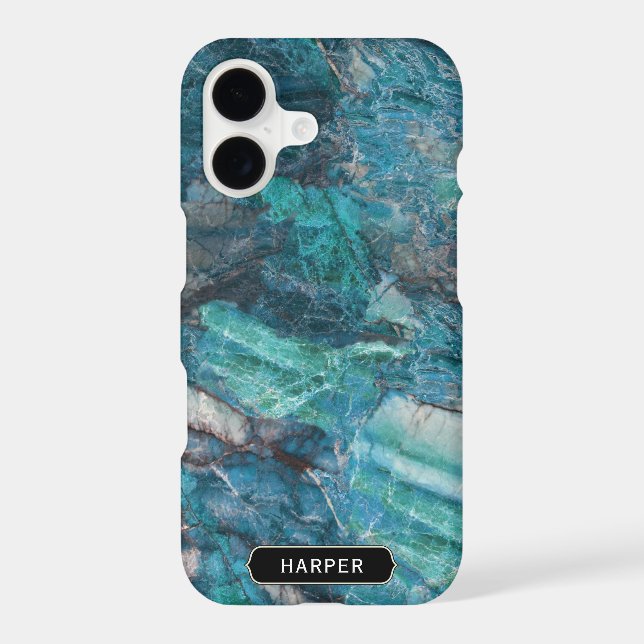 Cool Blue Abstract Marble Pattern with Name (Back)